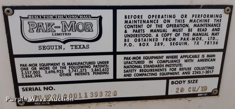 image for item DP2731 2021 Freightliner  Business Class M2 106 refuse truck