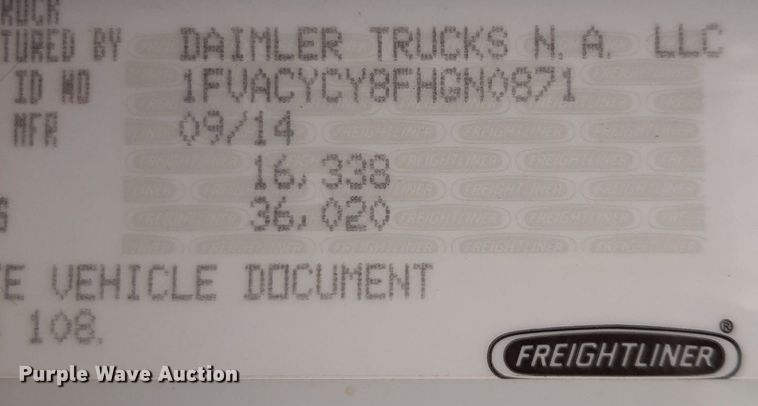 image for item DP2732 2015 Freightliner Business Class M2 106 refuse truck