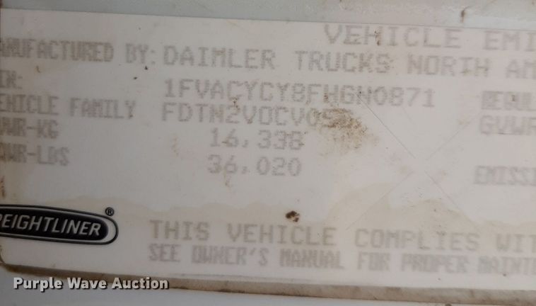 image for item DP2732 2015 Freightliner Business Class M2 106 refuse truck