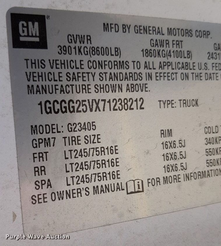 image for item DP2745 2007 Chevrolet Express 2500 van