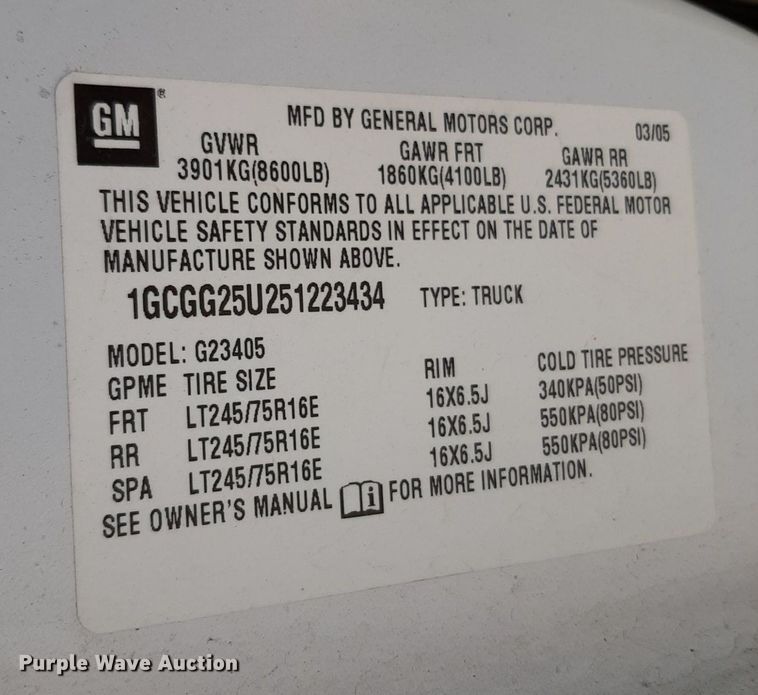 image for item DP2746 2005 Chevrolet  Express 2500 van