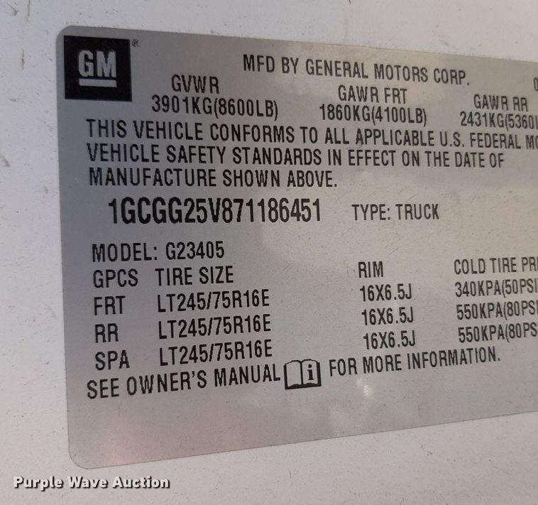 image for item DP2748 2007 Chevrolet Express 2500 van