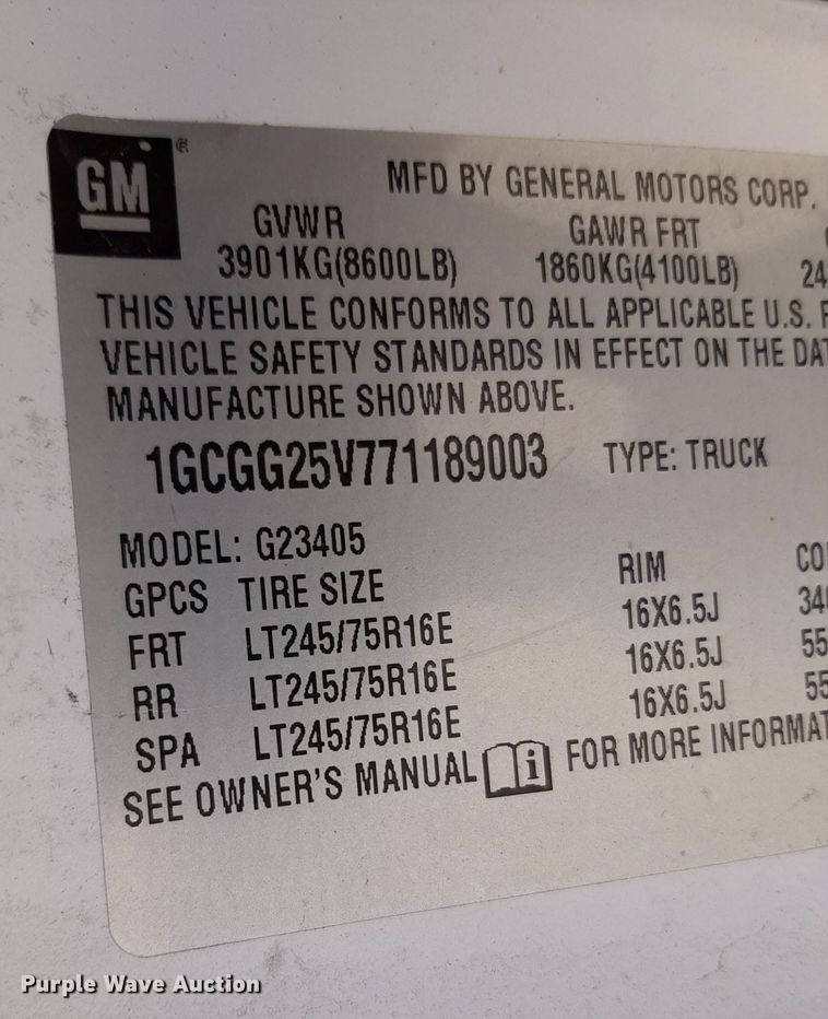 image for item DP2749 2007 Chevrolet Express 2500 van