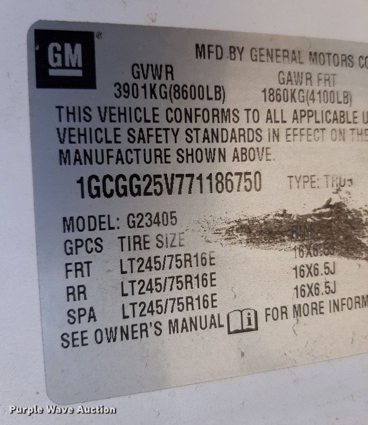 image for item DP2751 2007 Chevrolet  Express 2500 van