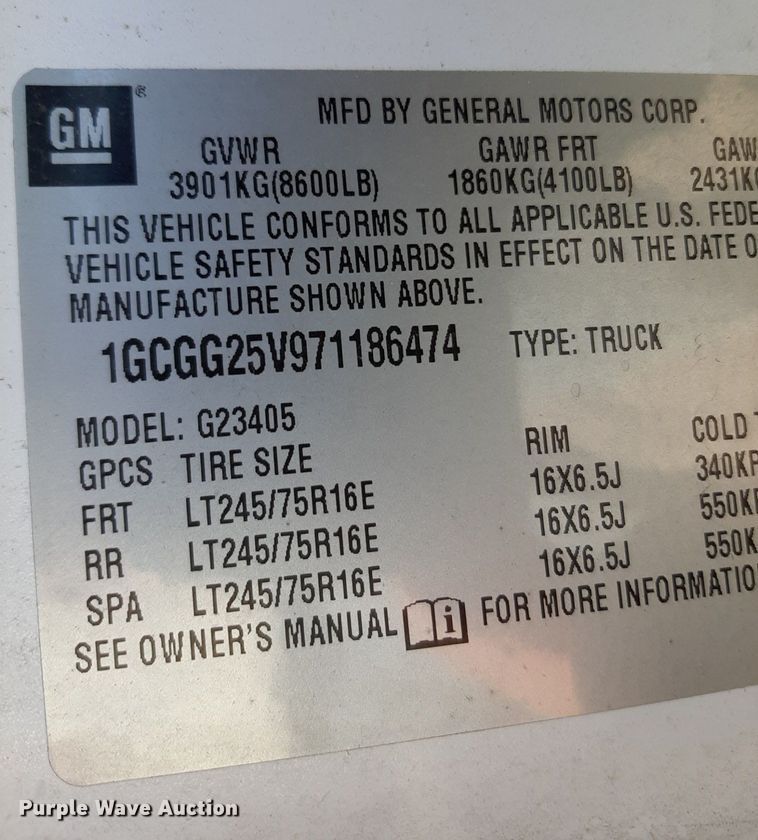 image for item DP2753 2007 Chevrolet Express 2500 van