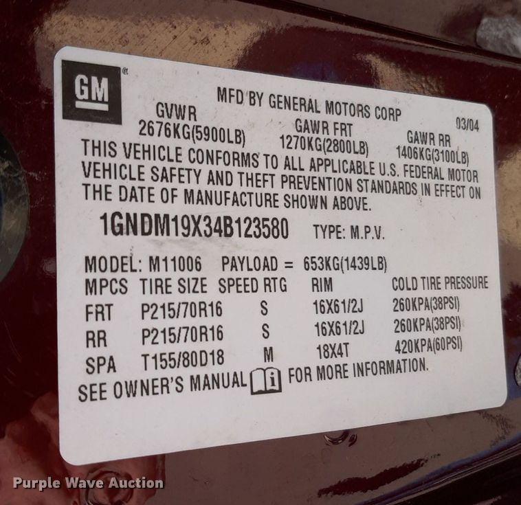 image for item DP2754 2004 Chevrolet Astro van