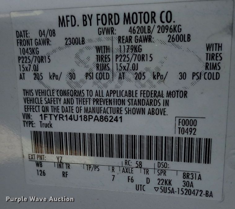 image for item DP3463 2008 Ford  Ranger SuperCab pickup truck