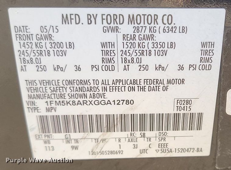 image for item DP3464 2016 Ford Explorer Police Interceptor  SUV