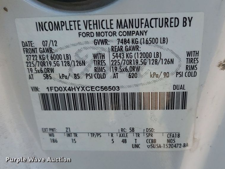 image for item DP3465 2012 Ford  F450 Super Duty  utility / service truck