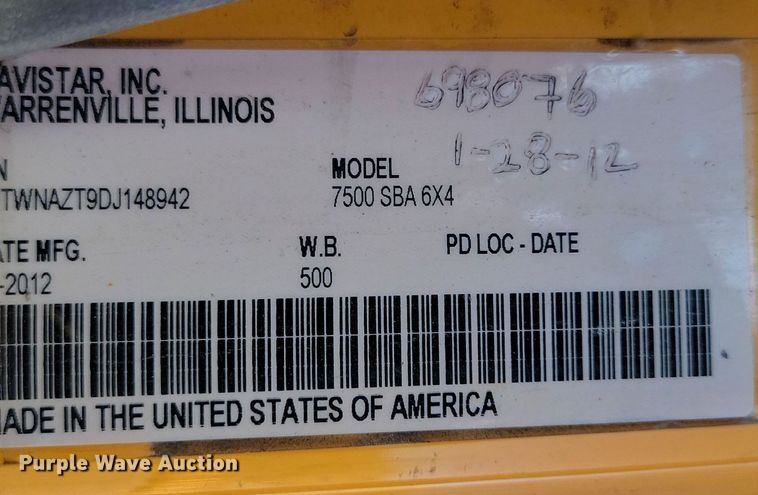 image for item DP3472 2013 International  7500 dump truck