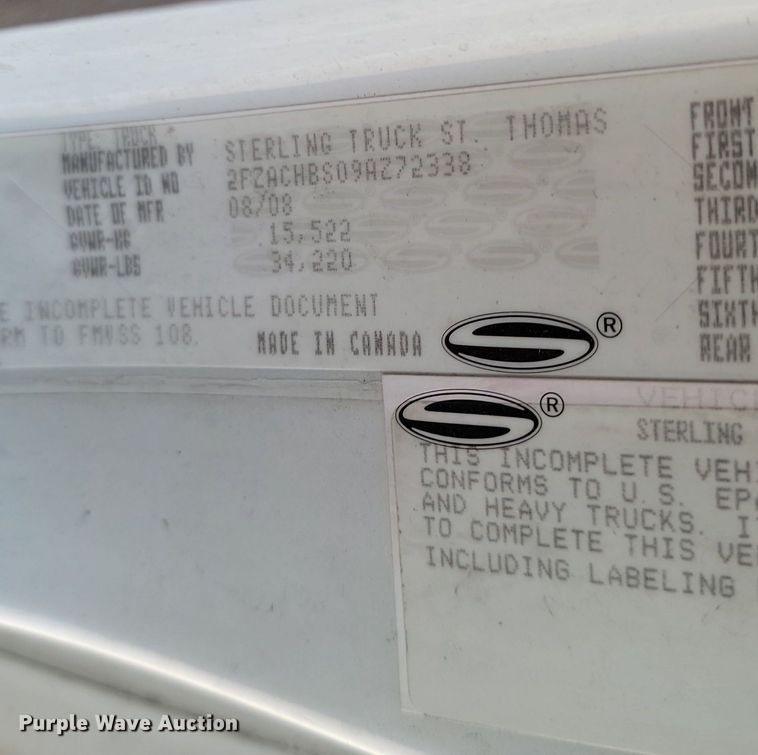 image for item DP3480 2009 Sterling Acterra bucket truck