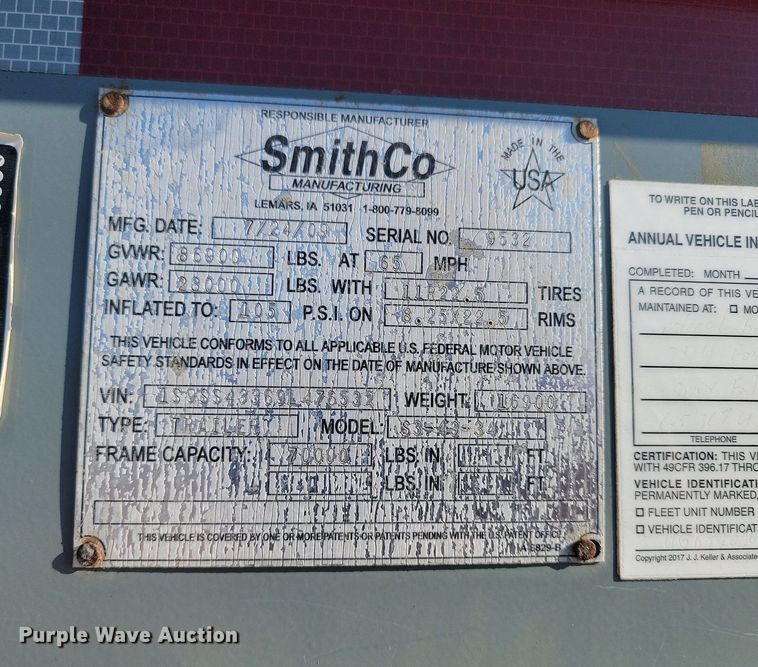 image for item DP3505 2009 SmithCo S3-43-34 side dump trailer