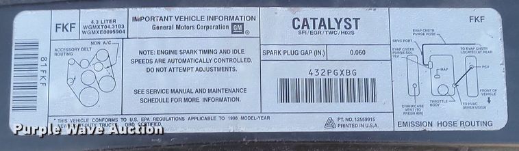 image for item DP3512 1998 Chevrolet  S10 pickup truck