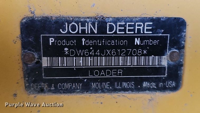 image for item DQ8653 2007 John Deere 644J wheel loader