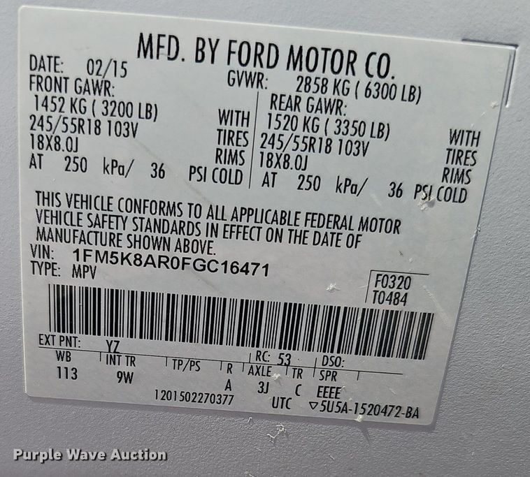 image for item DQ8709 2015 Ford Explorer Police Interceptor SUV