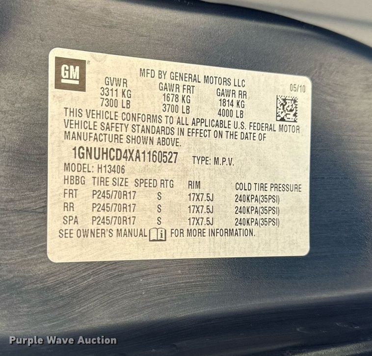 image for item EH6627 2010 Chevrolet Express van