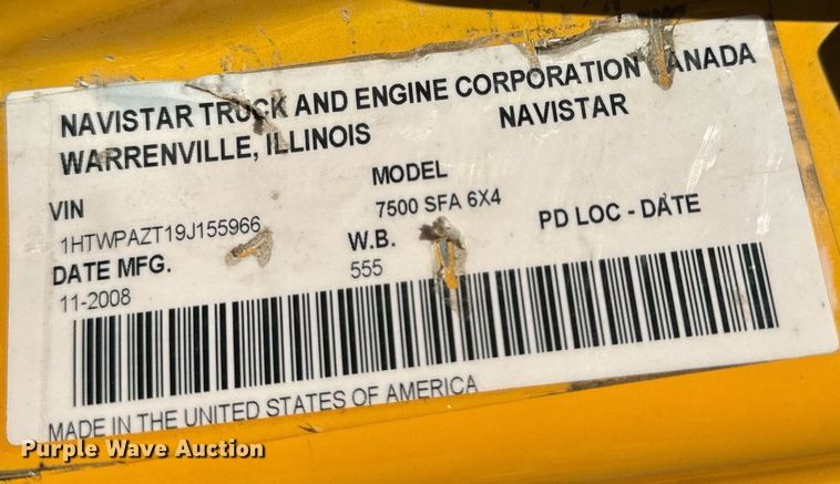 image for item EH6634 2009 International WorkStar 7500  dump truck