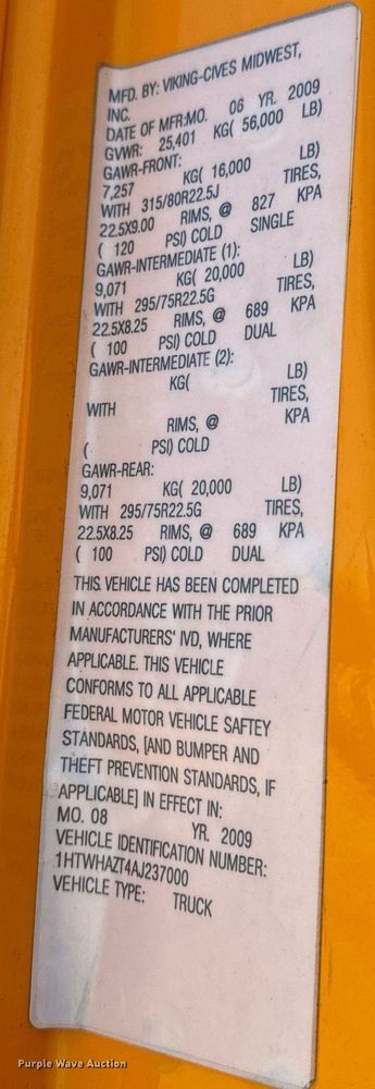 image for item EH6635 2010 International WorkStar 7400  dump truck