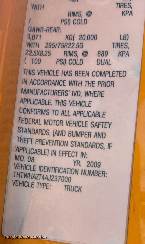 image for item EH6635 2010 International WorkStar 7400  dump truck