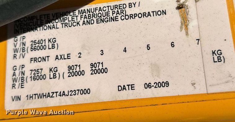 image for item EH6635 2010 International WorkStar 7400  dump truck