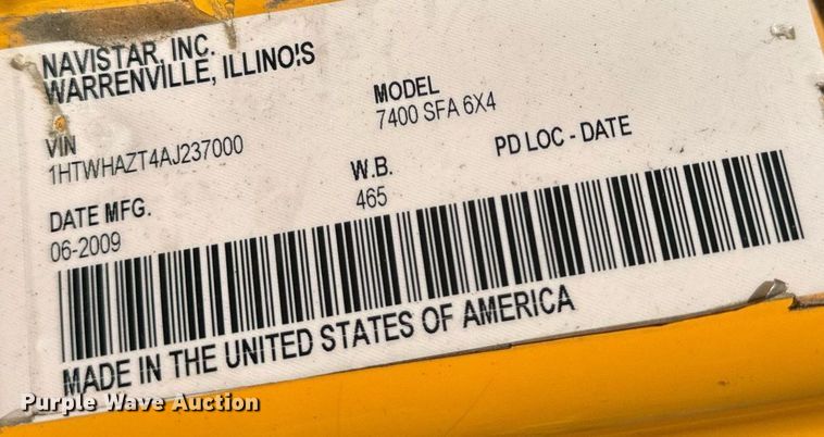 image for item EH6635 2010 International WorkStar 7400  dump truck