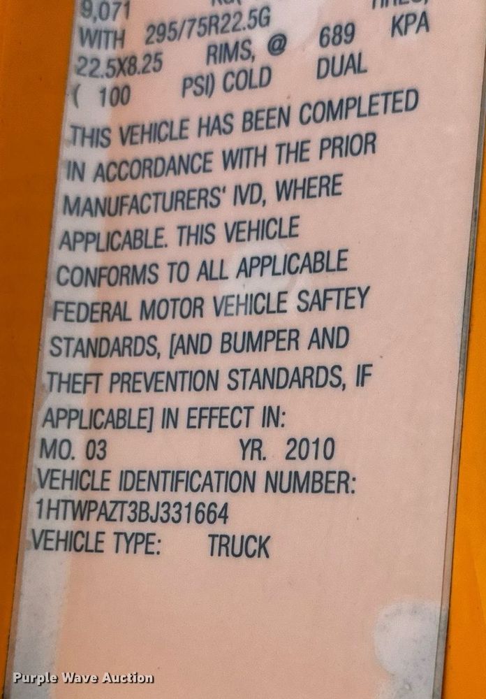 image for item EH6636 2011 International WorkStar 7500 dump truck