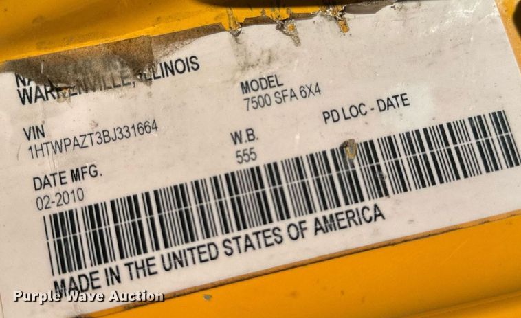 image for item EH6636 2011 International WorkStar 7500 dump truck