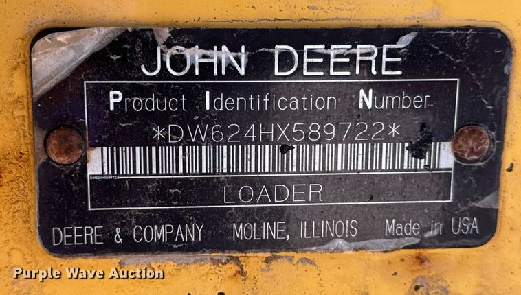 image for item EH6640 2003 John Deere 624H wheel loader