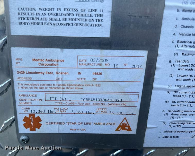 image for item EH6647 2008 Chevrolet C4500 ambulance