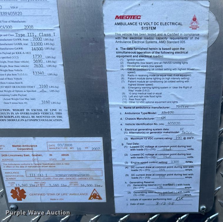 image for item EH6647 2008 Chevrolet C4500 ambulance