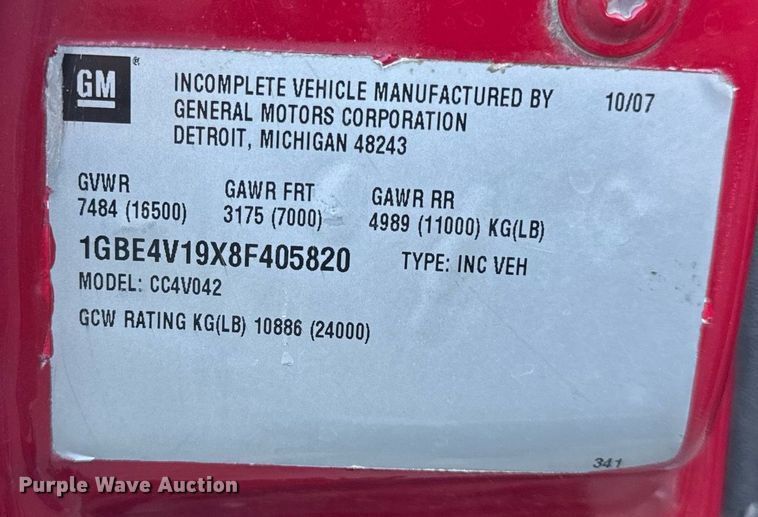 image for item EH6647 2008 Chevrolet C4500 ambulance