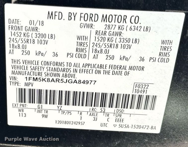 image for item EH6657 2018 Ford Explorer Police Interceptor SUV