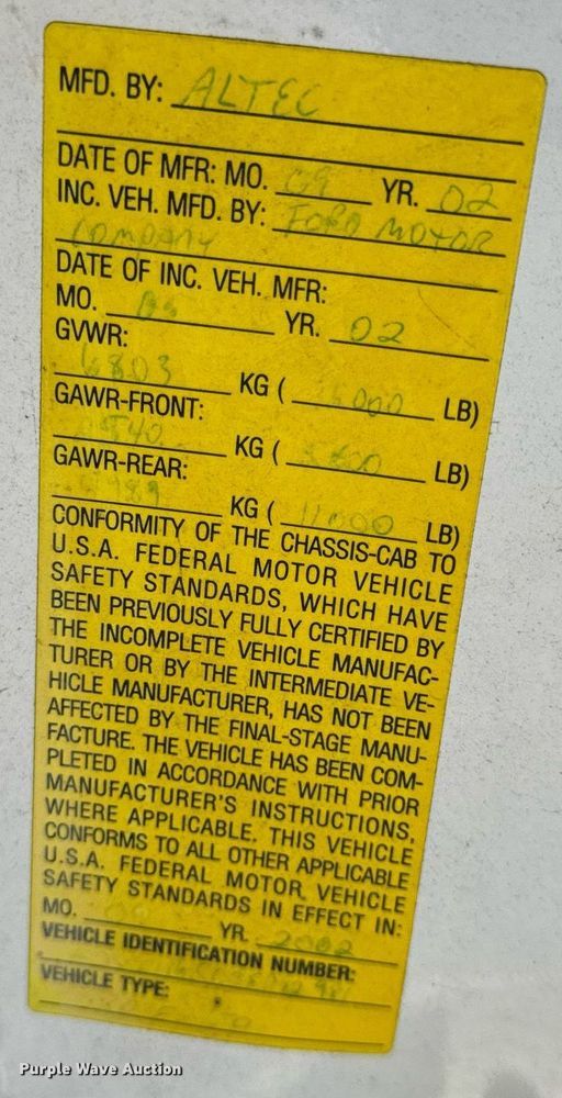 image for item EH6658 2002 Ford F450 Super Duty XL bucket truck