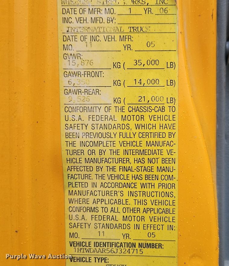 image for item EI3679 2006 International 7400 dump truck