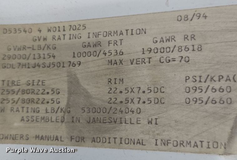 image for item EI3680 1995 GMC TopKick C6500 dump truck