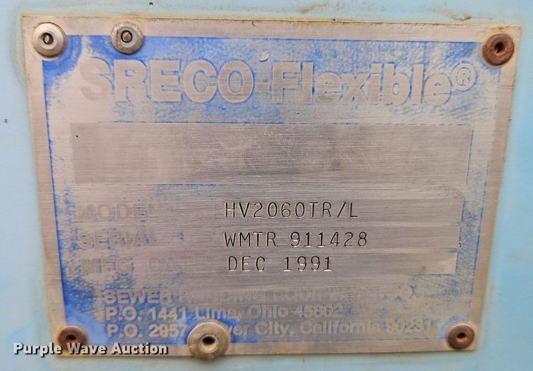 image for item EI3681 1991 Sreco Flexible HV2060TR/L sewer jetter trailer