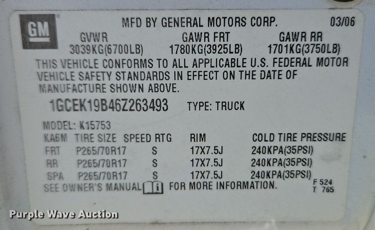 image for item EI3702 2006 Chevrolet  Silverado 1500 Ext. Cab pickup truck