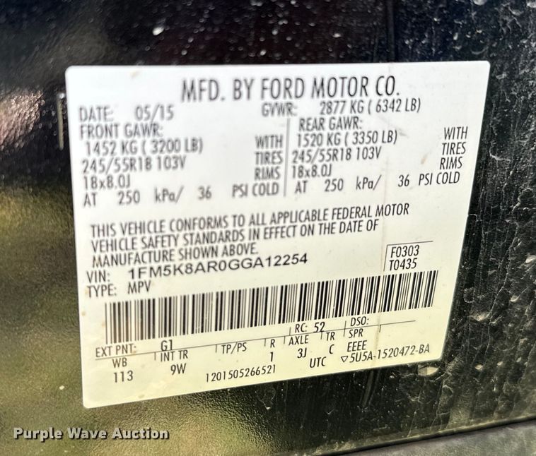 image for item EJ0365 2016 Ford Explorer Police interceptor SUV