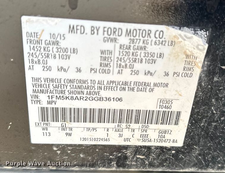 image for item EJ0366 2016 Ford  Explorer Police Interceptor SUV