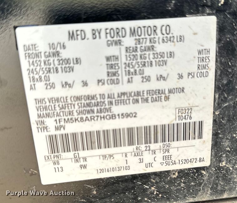 image for item EJ0367 2017 Ford Explorer Police Interceptor SUV