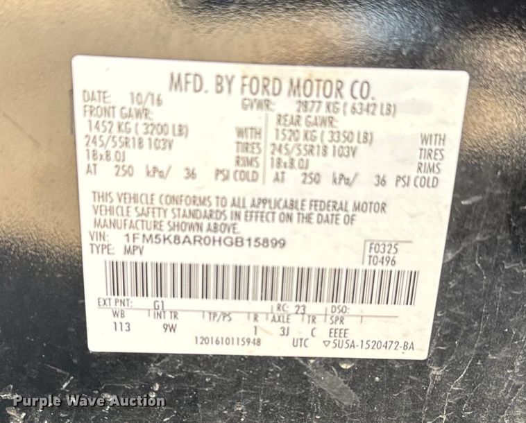 image for item EJ0372 2017 Ford Explorer Police interceptor SUV