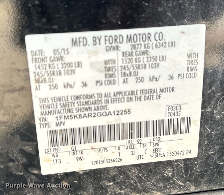 image for item EJ0373 2016 Ford Explorer Police Interceptor SUV