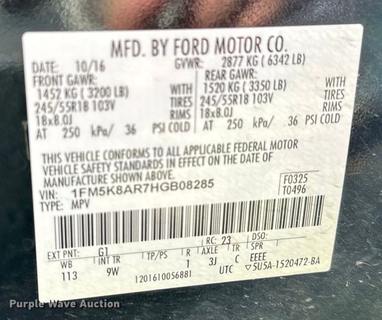 image for item EJ0375 2017 Ford Explorer Police Interceptor SUV