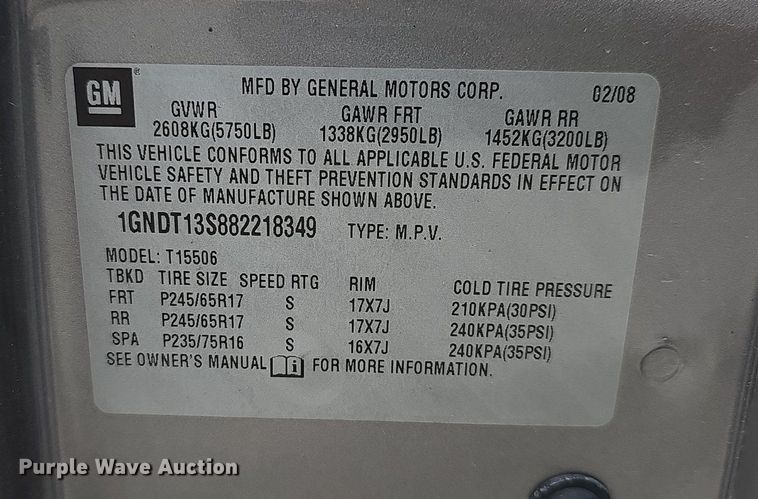 image for item EJ6253 2008 Chevrolet Trailblazer LS SUV