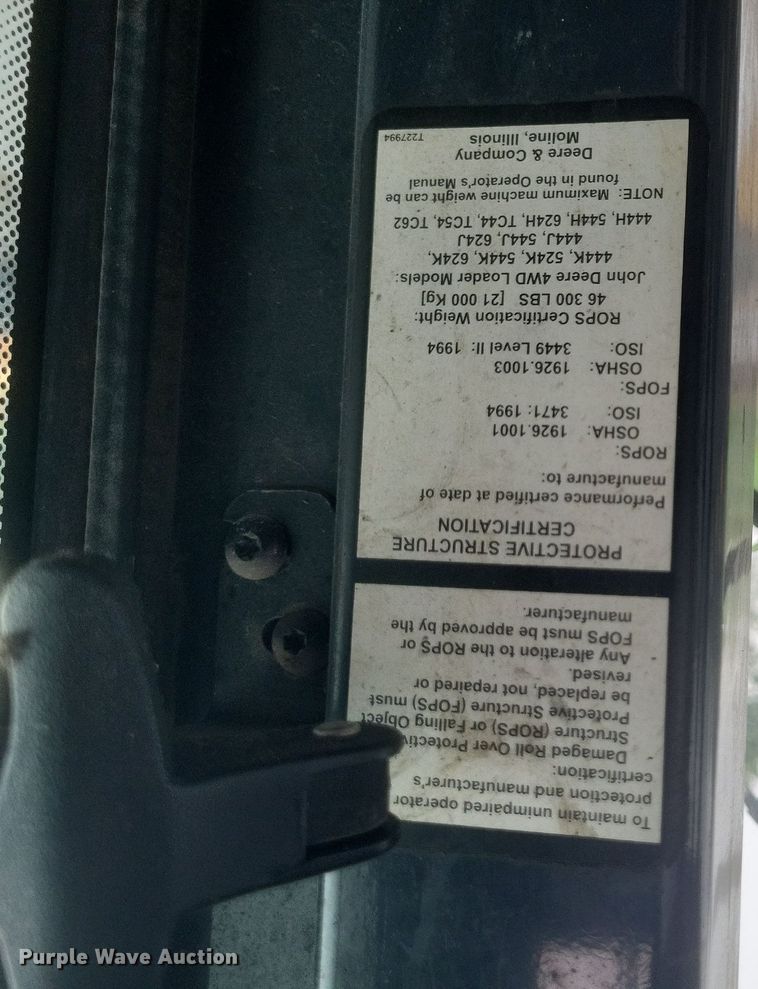 image for item EJ7885 2010 John Deere 544K wheel loader