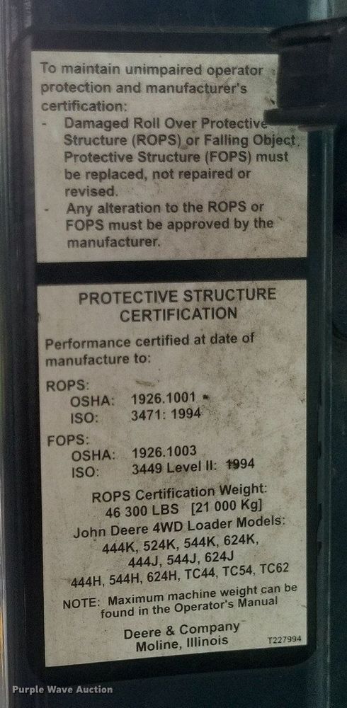 image for item EJ7887 2009 John Deere 544K wheel loader