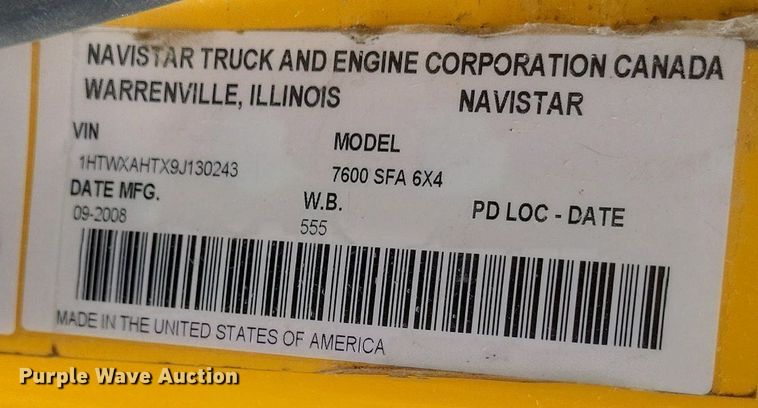 image for item EJ7888 2009 International WorkStar 7600 dump truck