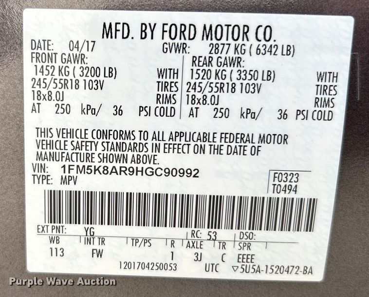 image for item EK4355 2017 Ford Explorer Police Interceptor SUV