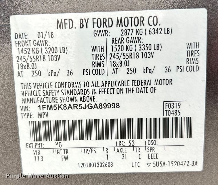 image for item EK4357 2018 Ford Explorer Police Interceptor SUV