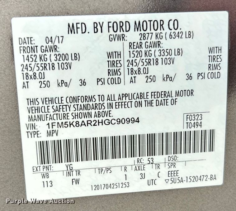 image for item EK4358 2017 Ford Explorer Police Interceptor SUV